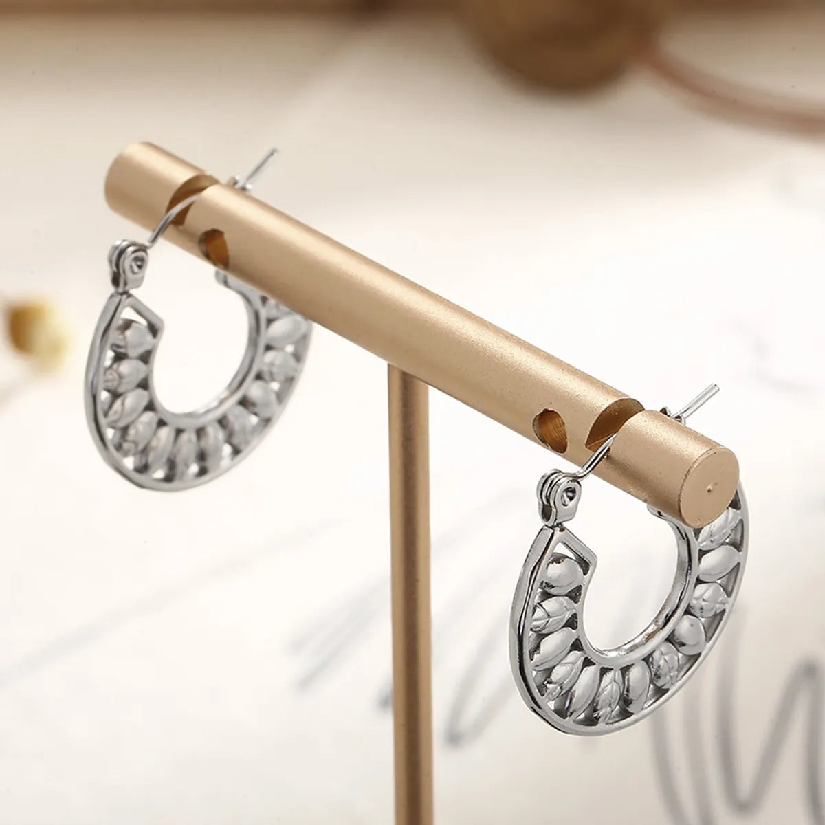 1 Pair Fashion C Shape Plating Stainless Steel Earrings