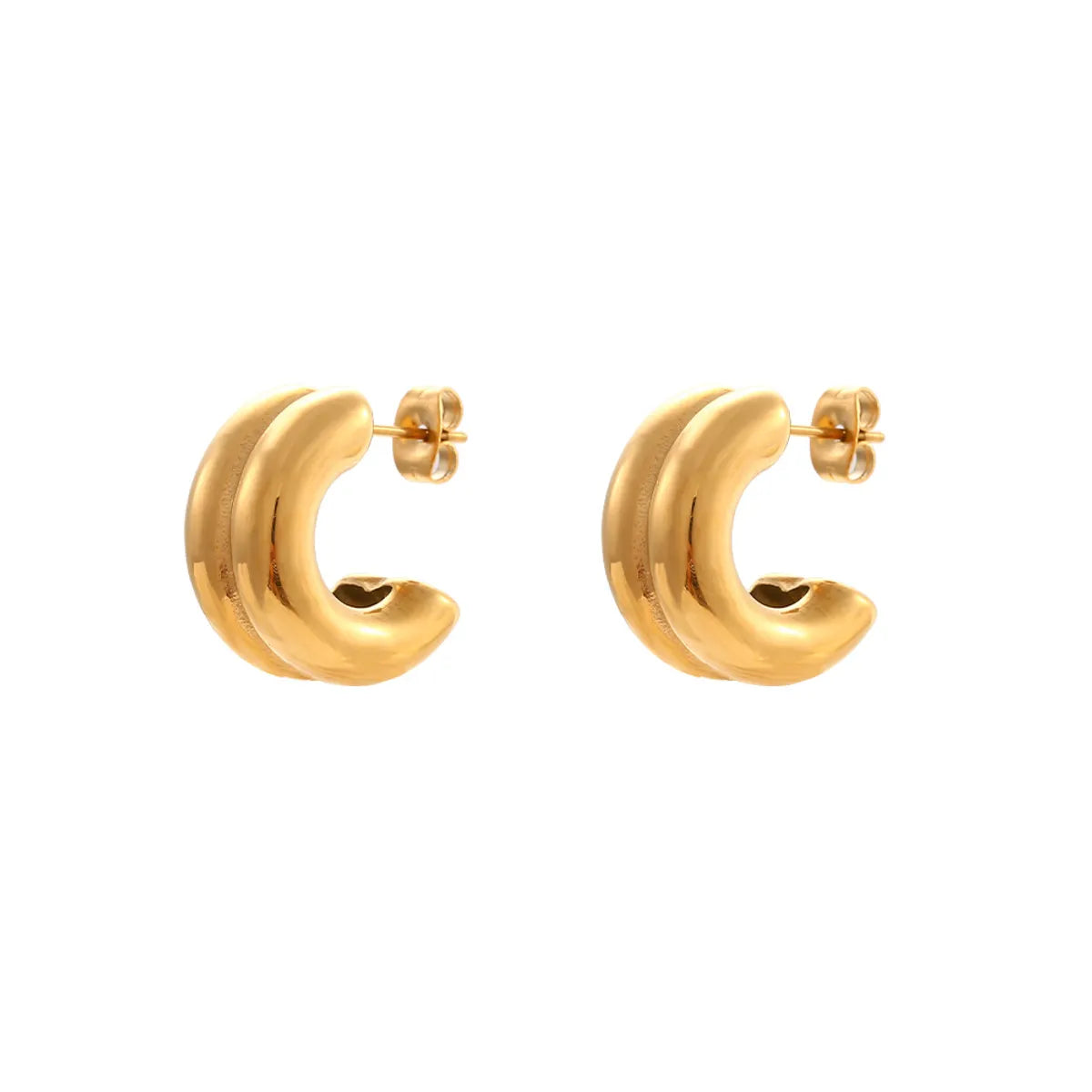 1 Pair Fashion C Shape Plating Stainless Steel Hoop Earrings