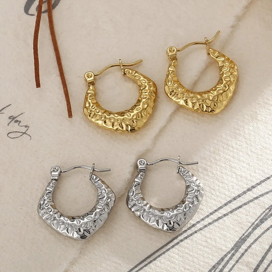 1 Pair Fashion C Shape Plating Stainless Steel 18k Gold Plated Hoop Earrings