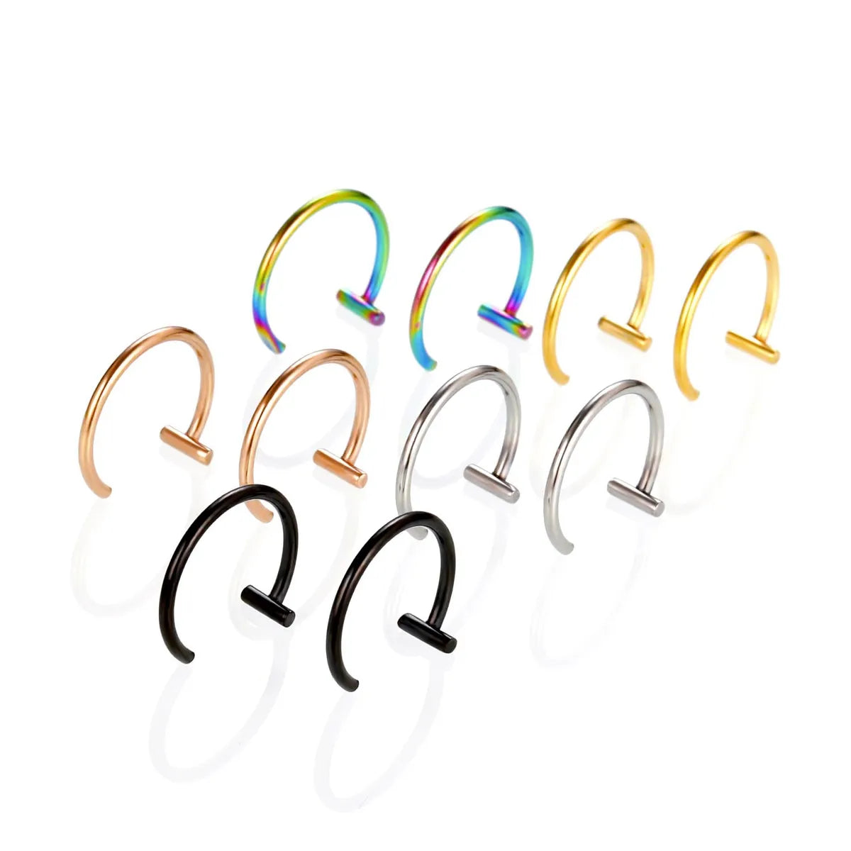 Fashion C Shape Stainless Steel Plating Lip Ring