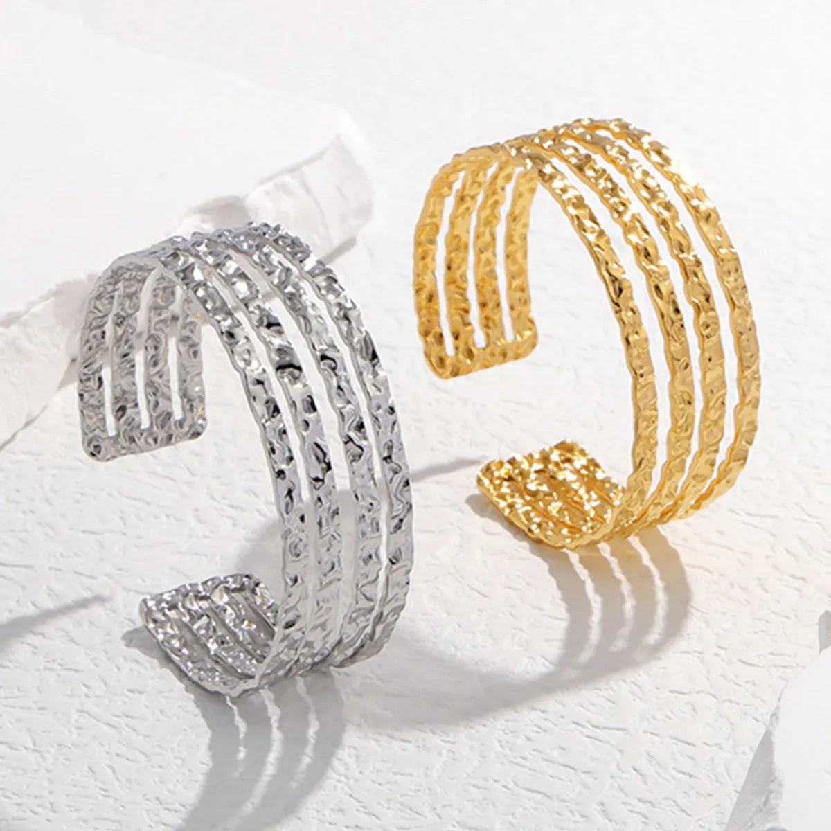 Fashion C Shape Titanium Steel Irregular Plating Bangle