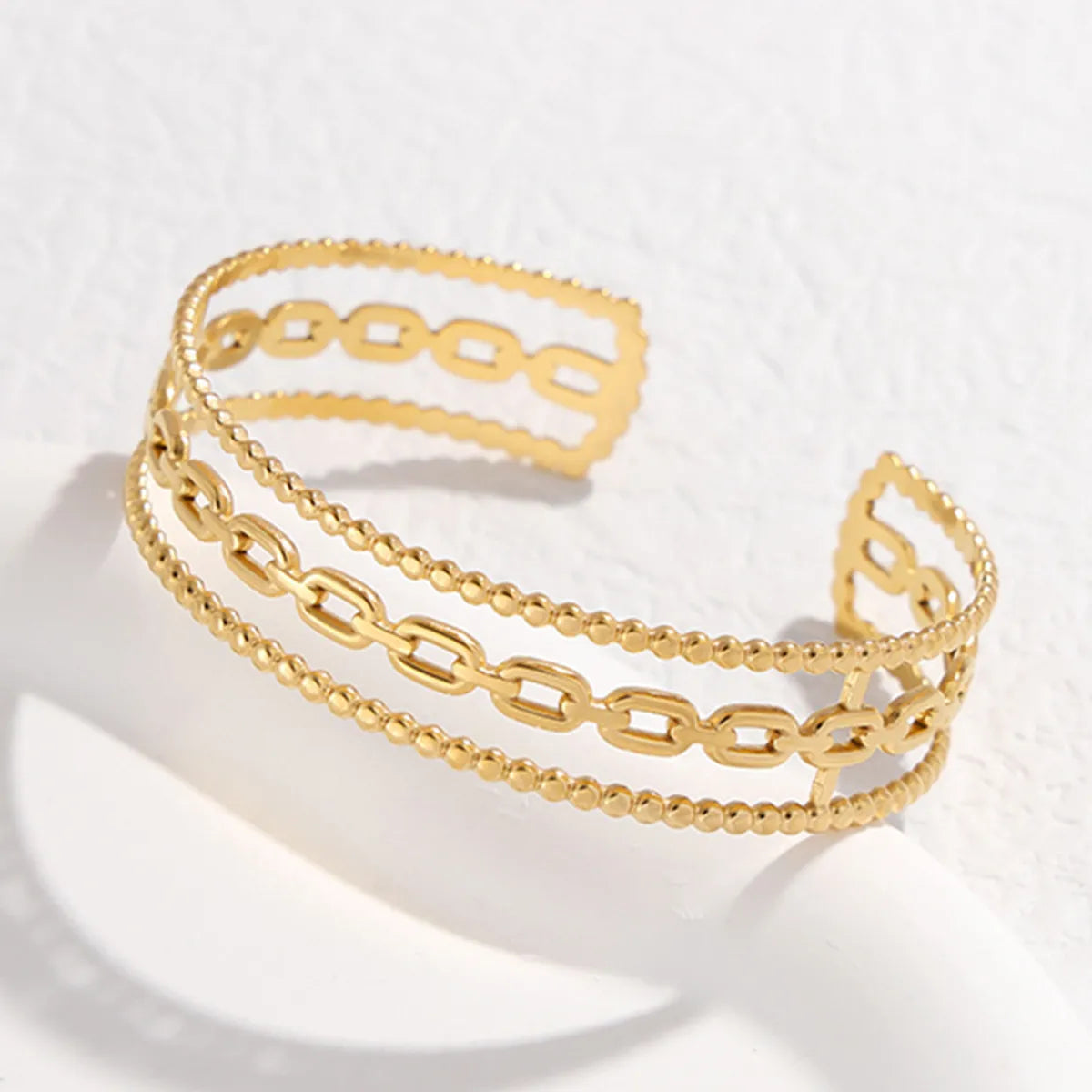 Fashion C Shape Titanium Steel Plating Chain Bangle