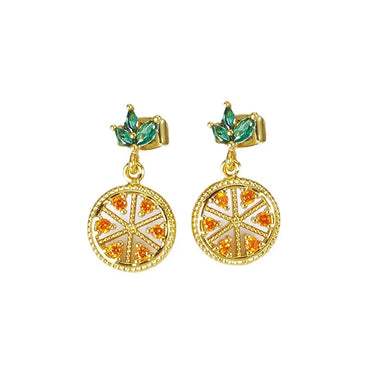 Fashion Cactus Palm Tree Copper Plating Zircon Drop Earrings 1 Pair