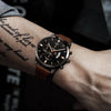 Fashion Calendar Belt Quartz Watch And Bracelet Set Alloy Round Dial Business Style