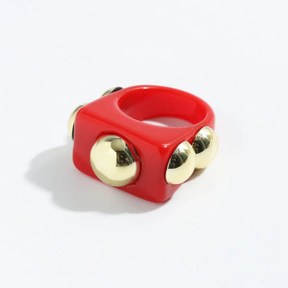 Fashion Candy Color Acrylic Inlaid Metal Beanie Ring