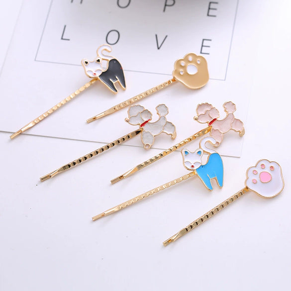 Fashion Cartoon Animal Puppy Cat Paw Alloy Hairpin Bangs Clip Side Clip Headwear