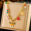 Fashion Cartoon Animals Stainless Steel Jewelry Set With Earrings Necklaces And Bracelets Electroplated O Chain And Little Bear Pig Pendant