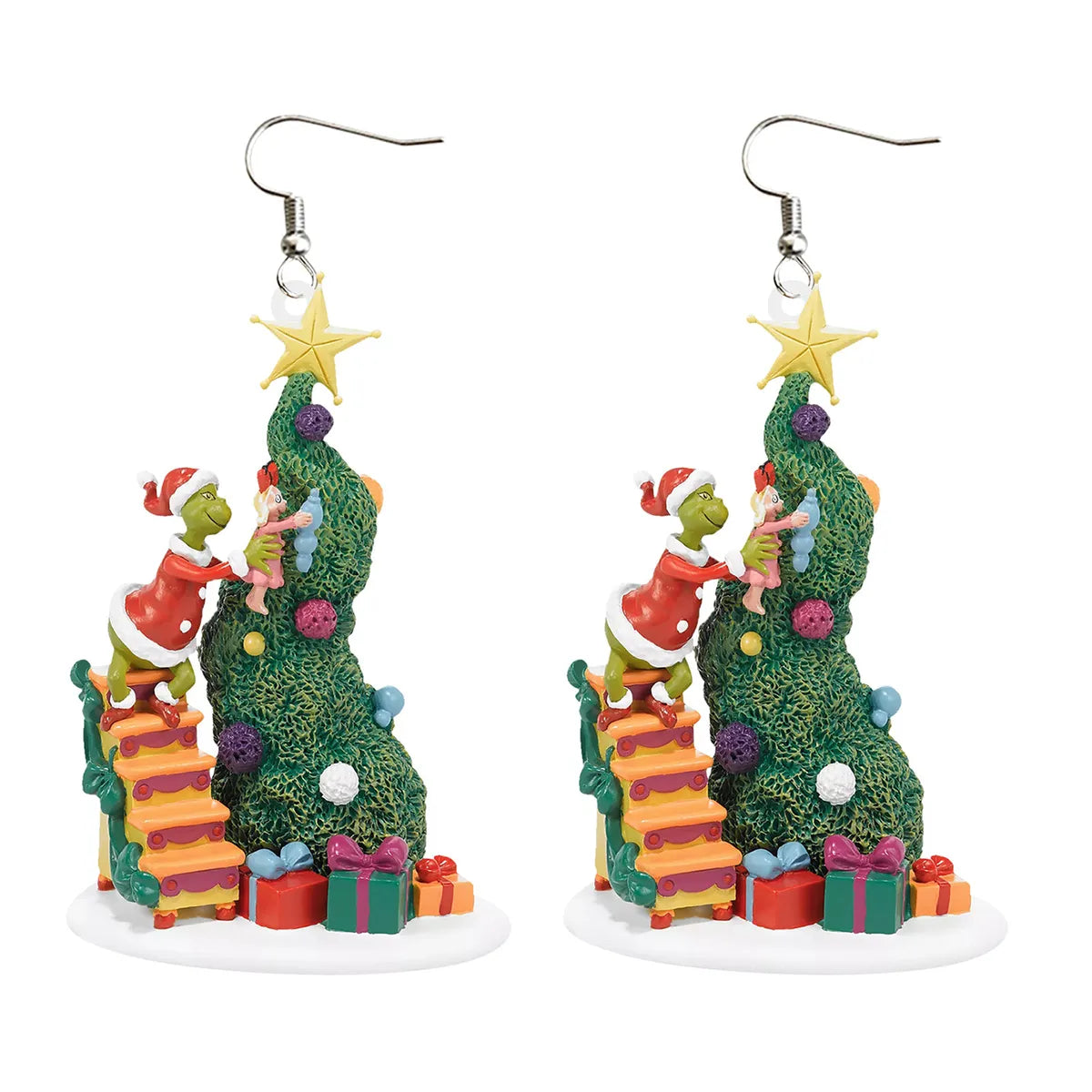 1 Pair Fashion Cartoon Character Carving Arylic Drop Earrings