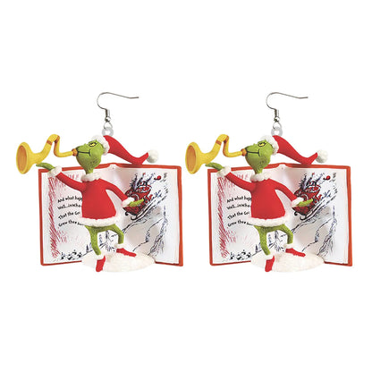 1 Pair Fashion Cartoon Character Carving Arylic Drop Earrings