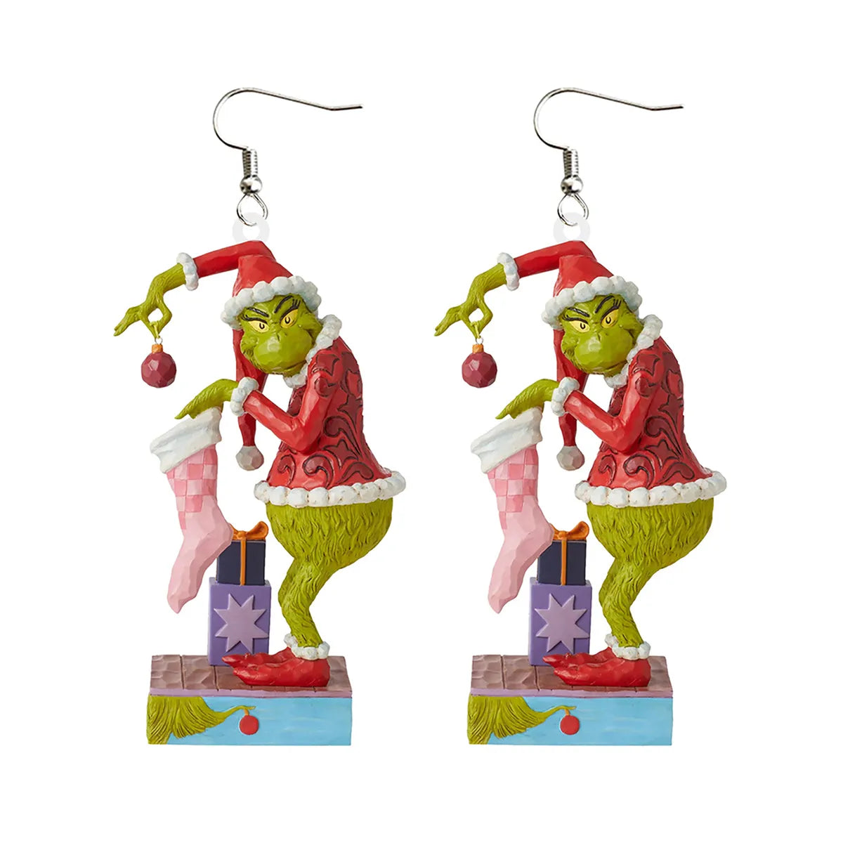 1 Pair Fashion Cartoon Character Carving Arylic Drop Earrings