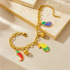 Fashion Cartoon Oil Dripping Simulation Vegetable Pendant Stainless Steel Chain Bracelet For Women Electroplated