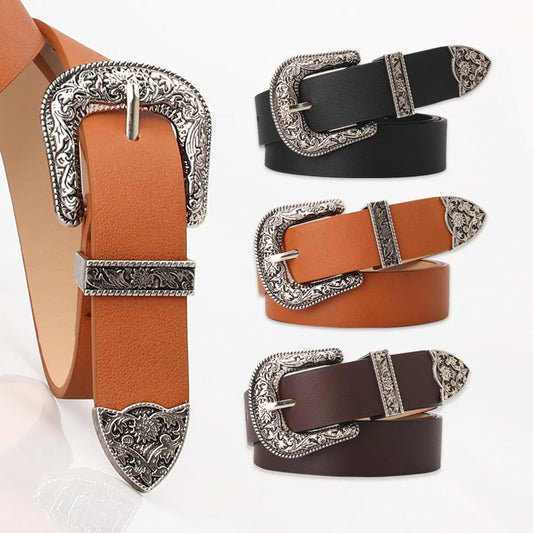 Fashion Carved Buckle  Elegant Retro Pin Buckle Belt Jeans Belt Wholesale