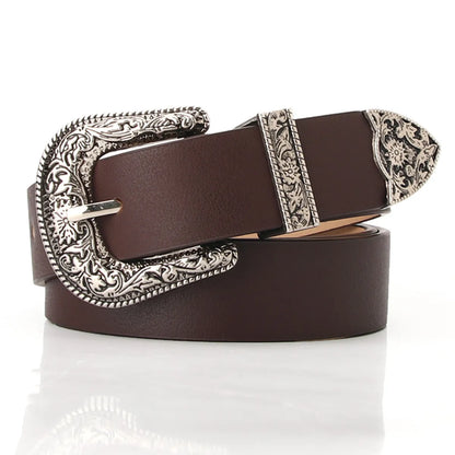 Fashion Carved Buckle  Elegant Retro Pin Buckle Belt Jeans Belt Wholesale