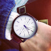 Fashion Casual Quartz Watch For Couple Metal Case Imitation Leather Strap Round Dial