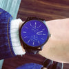 Fashion Casual Quartz Watch For Couple Metal Case Imitation Leather Strap Round Dial