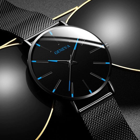 Fashion Casual Round Dial Alloy Strap Alloy Case Quartz Watch For Men