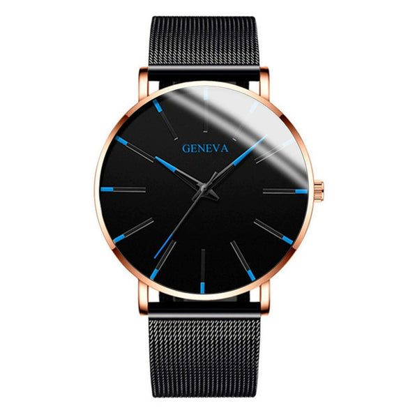 Fashion Casual Round Dial Alloy Strap Alloy Case Quartz Watch For Men