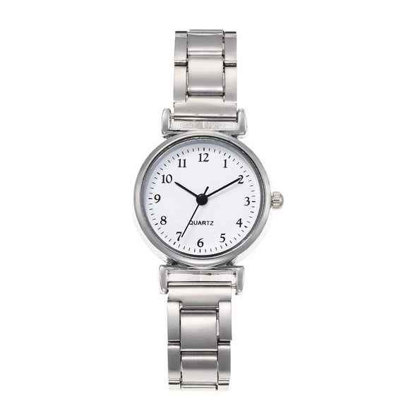 Fashion Casual Simple Alloy Case Stainless Steel Band Round Dial Quartz Women's Watch