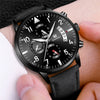 Fashion Casual Wings Bracelet Set And Men's Quartz Watch Alloy Case Imitation Leather Strap Stainless Steel Clasp Round Dial