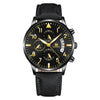 Fashion Casual Wings Bracelet Set And Men's Quartz Watch Alloy Case Imitation Leather Strap Stainless Steel Clasp Round Dial