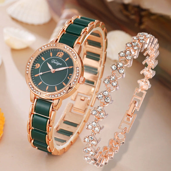Fashion Casual Women's Watch Lace Round Alloy Case Quartz