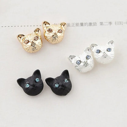 Fashion Cat Alloy Plating Inlay Rhinestones Women's Ear Studs 1 Pair