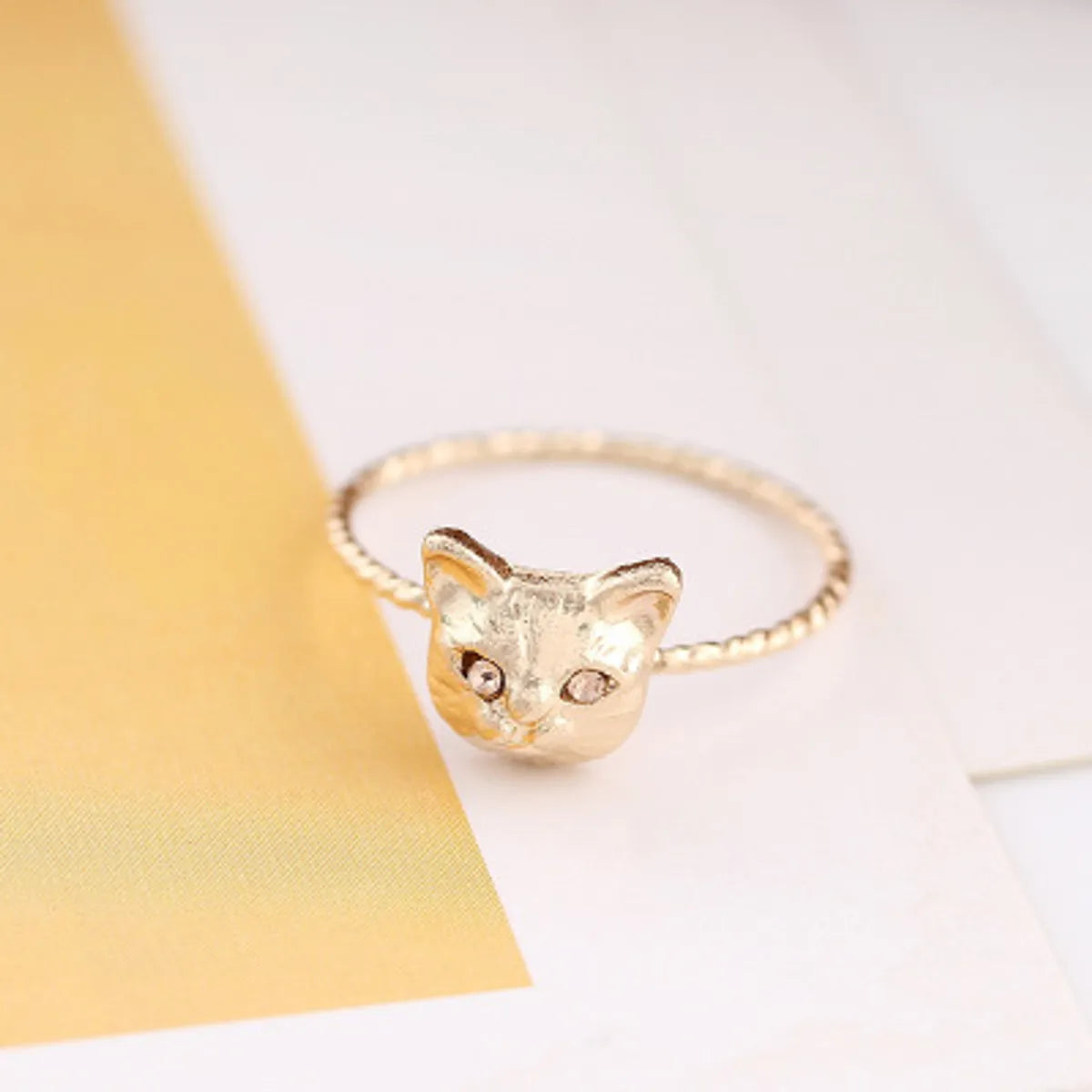 Fashion Cat Alloy Plating Inlay Rhinestones Women'S Rings