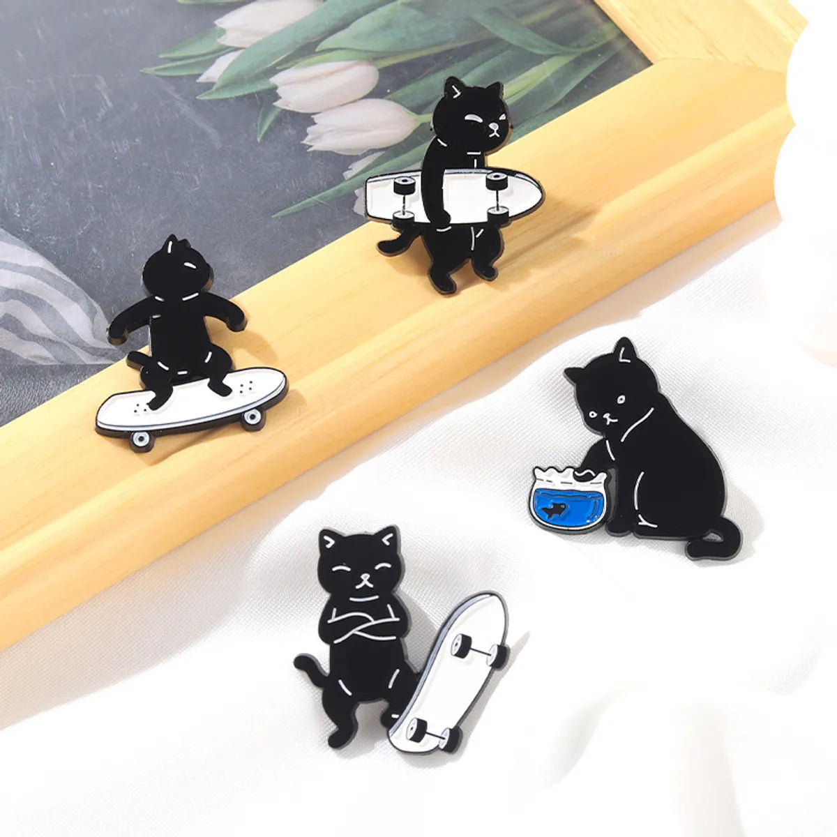 Fashion Cat Alloy Stoving Varnish Unisex Brooches