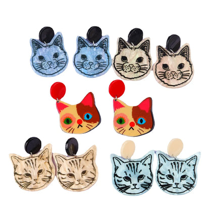 Fashion Cat Arylic Printing Women'S Ear Studs 1 Pair