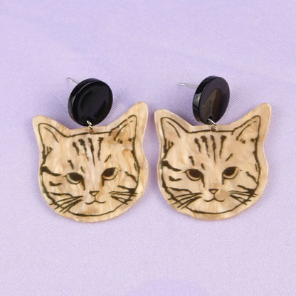 Fashion Cat Arylic Printing Women'S Ear Studs 1 Pair