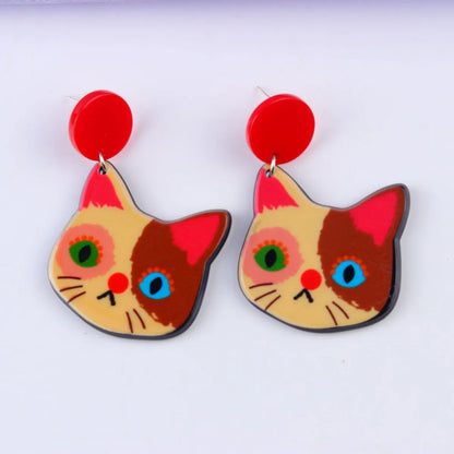 Fashion Cat Arylic Printing Women'S Ear Studs 1 Pair