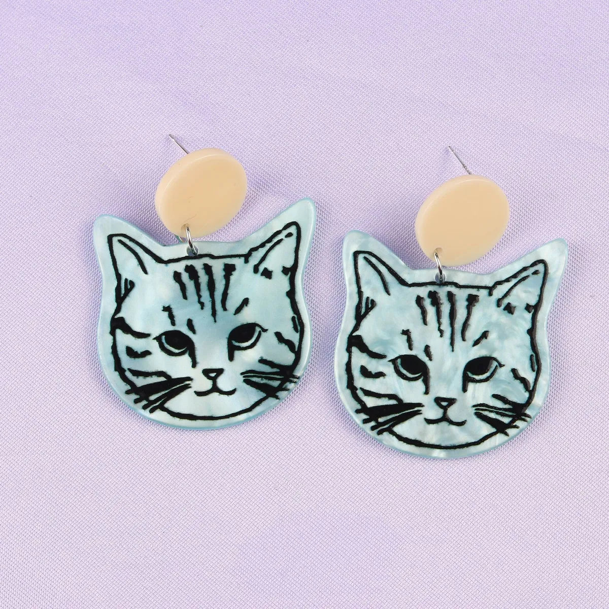 Fashion Cat Arylic Printing Women'S Ear Studs 1 Pair