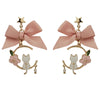 Fashion Cat Bow Knot Alloy Enamel Pearl Plating Women's Drop Earrings 1 Pair