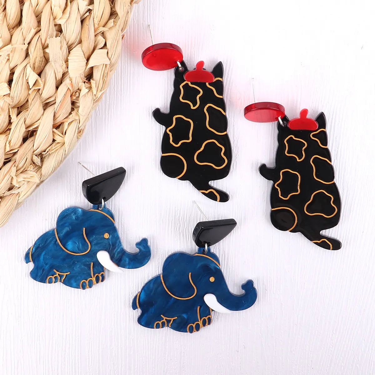 Fashion Cat Elephant Arylic Women's Drop Earrings 1 Pair