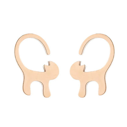 1 Pair Fashion Cat 304 Stainless Steel 18K Gold Plated Ear Studs