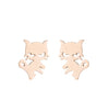 1 Pair Fashion Cat 304 Stainless Steel 18K Gold Plated Ear Studs