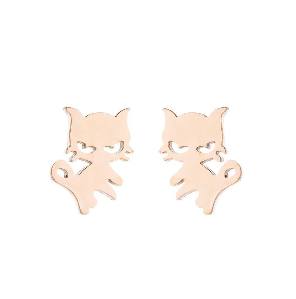 1 Pair Fashion Cat 304 Stainless Steel 18K Gold Plated Ear Studs