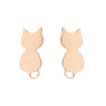 1 Pair Fashion Cat 304 Stainless Steel 18K Gold Plated Ear Studs