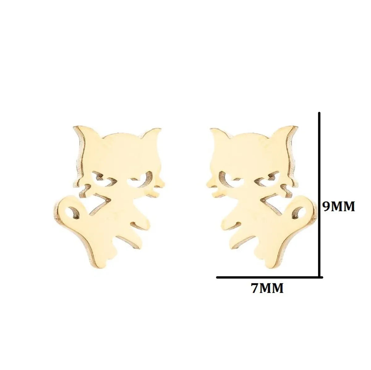 1 Pair Fashion Cat 304 Stainless Steel 18K Gold Plated Ear Studs