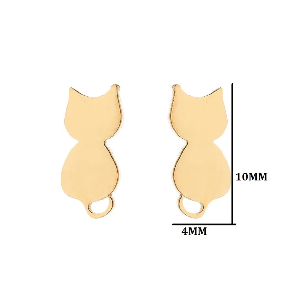 1 Pair Fashion Cat 304 Stainless Steel 18K Gold Plated Ear Studs