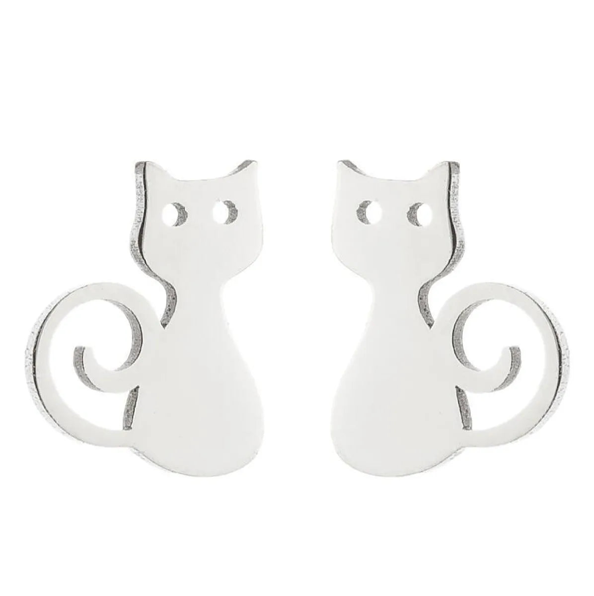 1 Pair Fashion Cat 304 Stainless Steel 18K Gold Plated Ear Studs