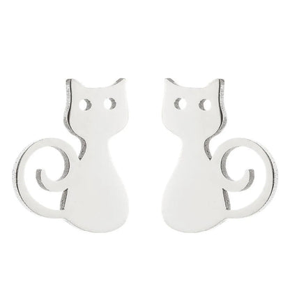 1 Pair Fashion Cat 304 Stainless Steel 18K Gold Plated Ear Studs