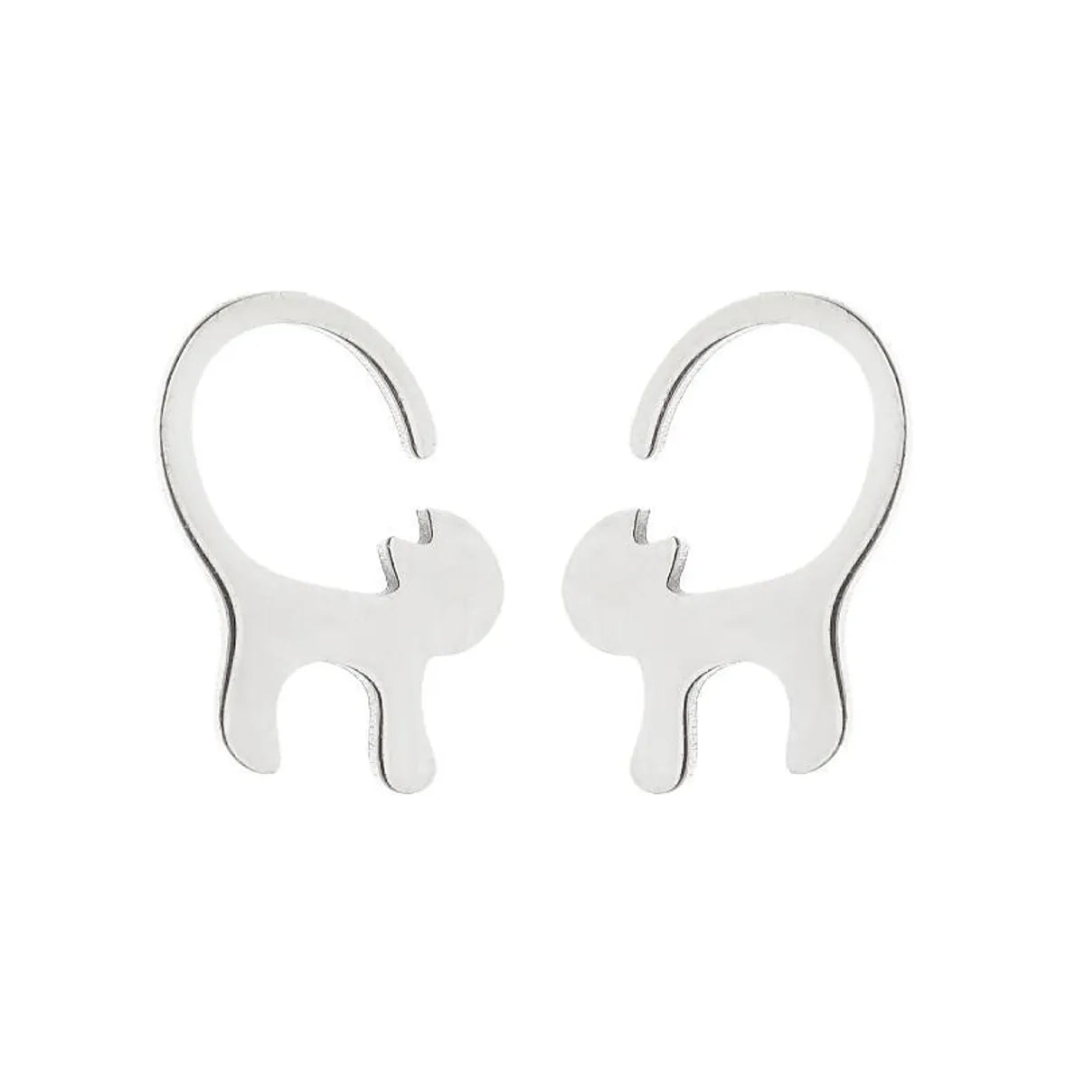 1 Pair Fashion Cat 304 Stainless Steel 18K Gold Plated Ear Studs