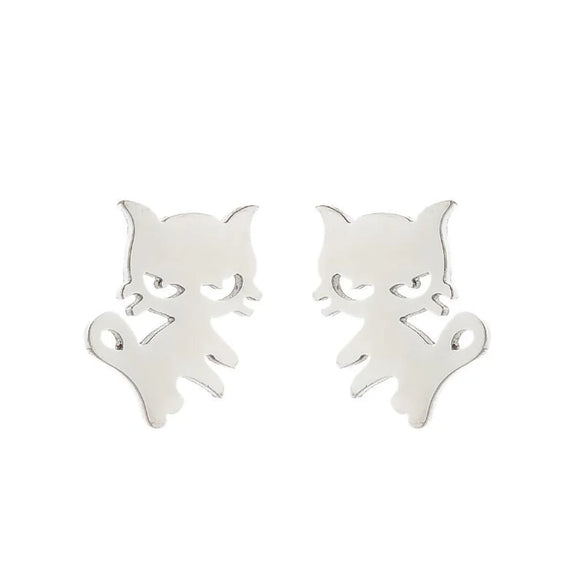 1 Pair Fashion Cat 304 Stainless Steel 18K Gold Plated Ear Studs
