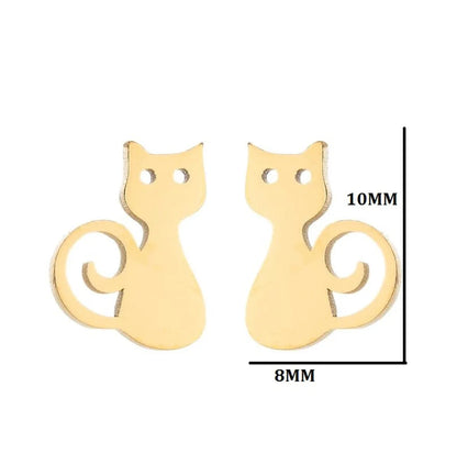 1 Pair Fashion Cat 304 Stainless Steel 18K Gold Plated Ear Studs