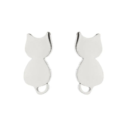 1 Pair Fashion Cat 304 Stainless Steel 18K Gold Plated Ear Studs