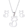 Fashion Cat Stainless Steel Plating Hollow Out Jewelry Set 2 Pieces