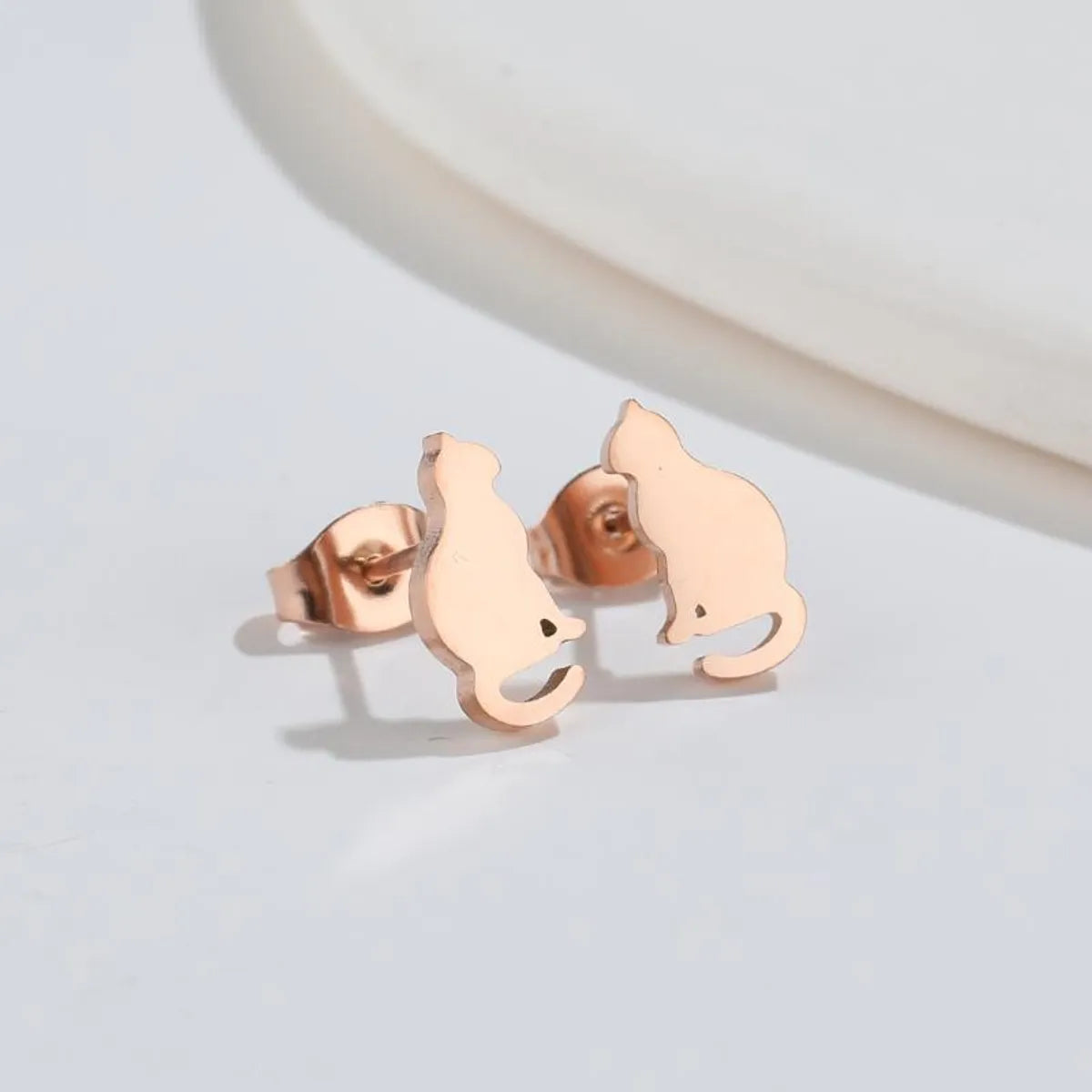 Fashion Cat Titanium Steel Plating Ear Studs 1 Pair