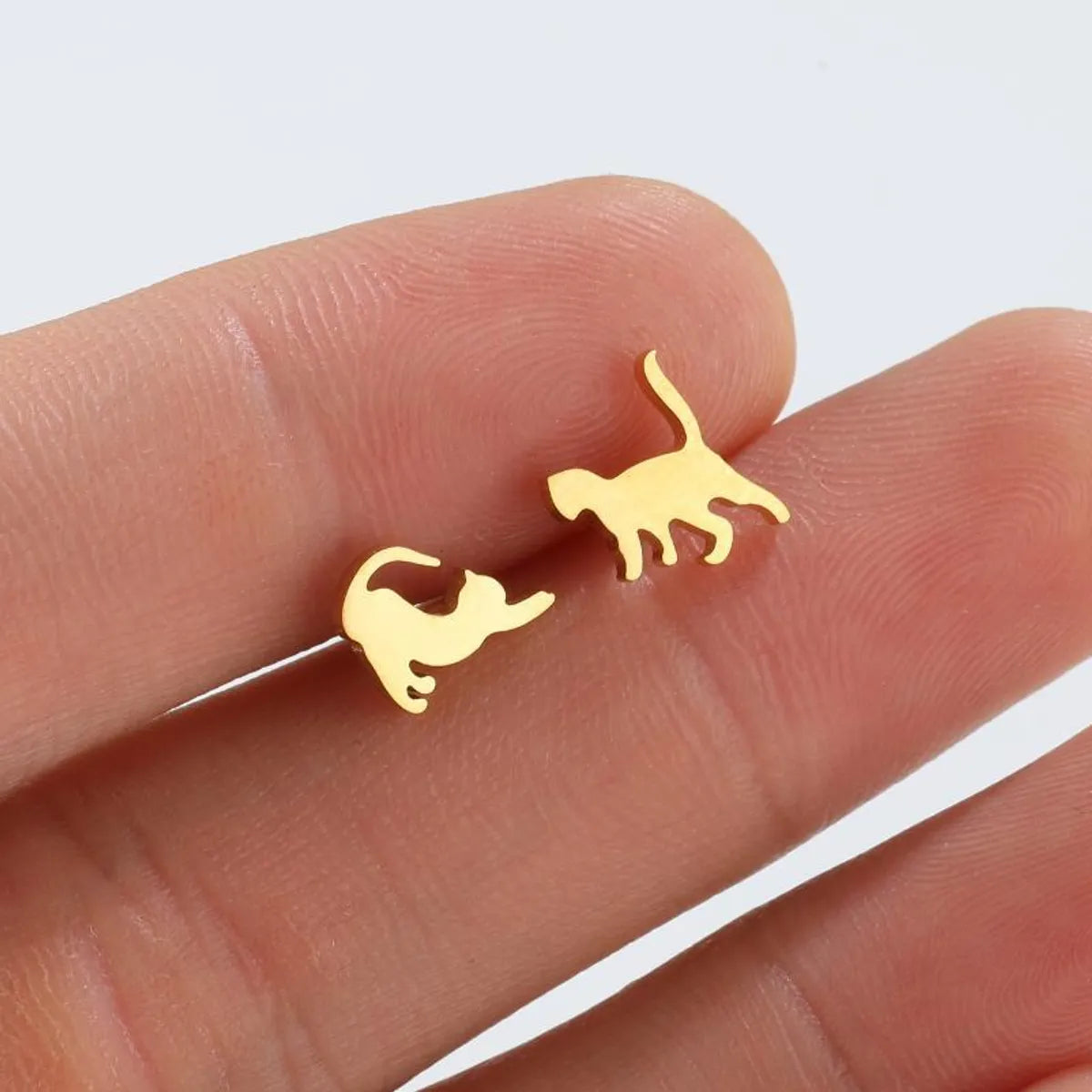 Fashion Cat Titanium Steel Plating Earrings 1 Pair