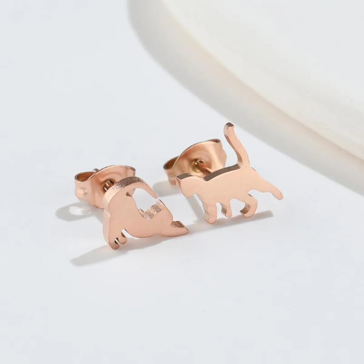 Fashion Cat Titanium Steel Plating Earrings 1 Pair